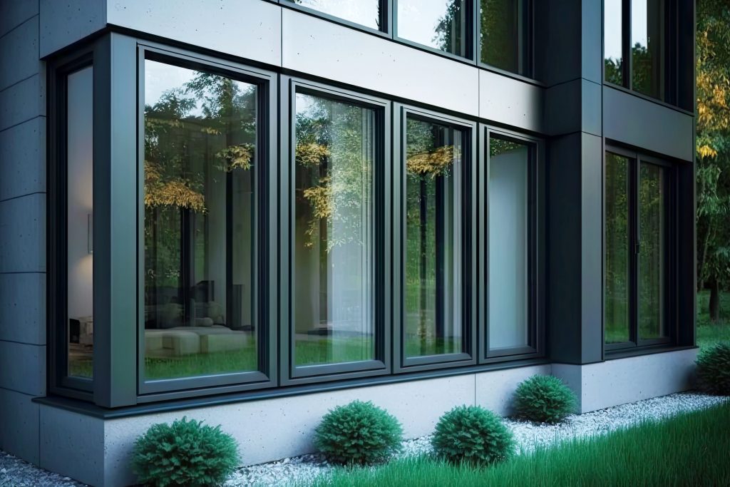 beautiful modern aluminium windows with large panes insulated from insulation material